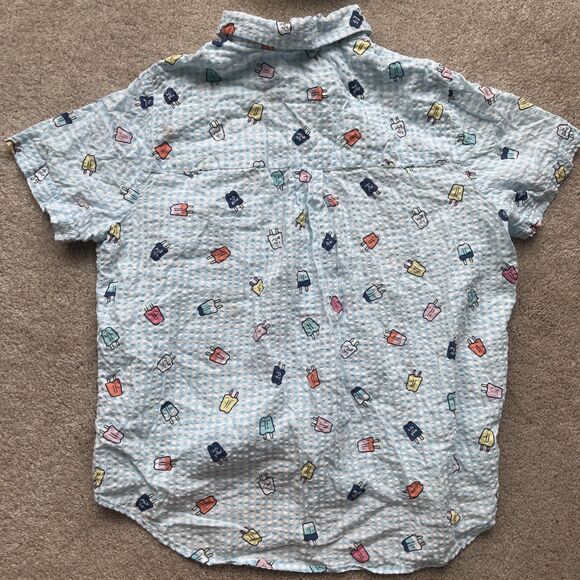 Life is Good Pajama Set Womens Medium Tee and Shorts Blue Seersucker Popsicles - Picture 7 of 12